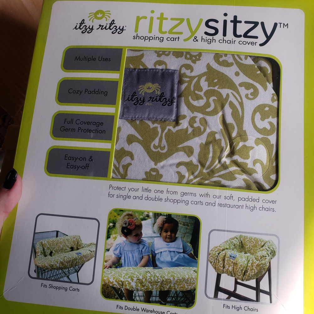 Itzy Ritzy Green and White Cart & Chair Cover